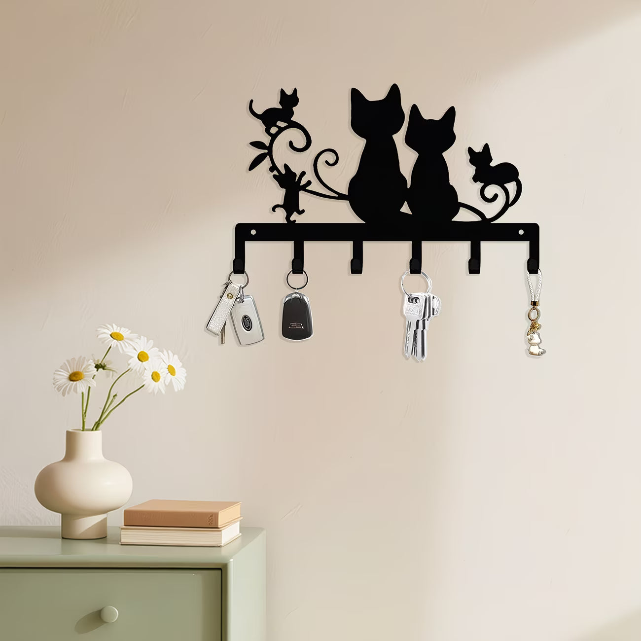 gancho para llaves con diseño de gato 