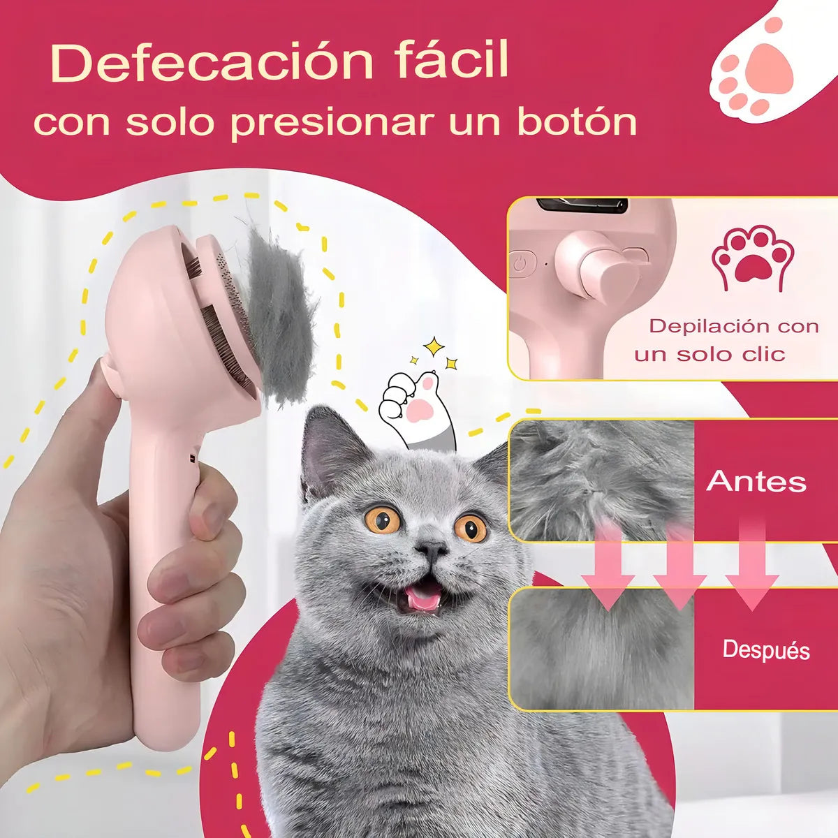 cepillo para perros y gatos con pulverizador 