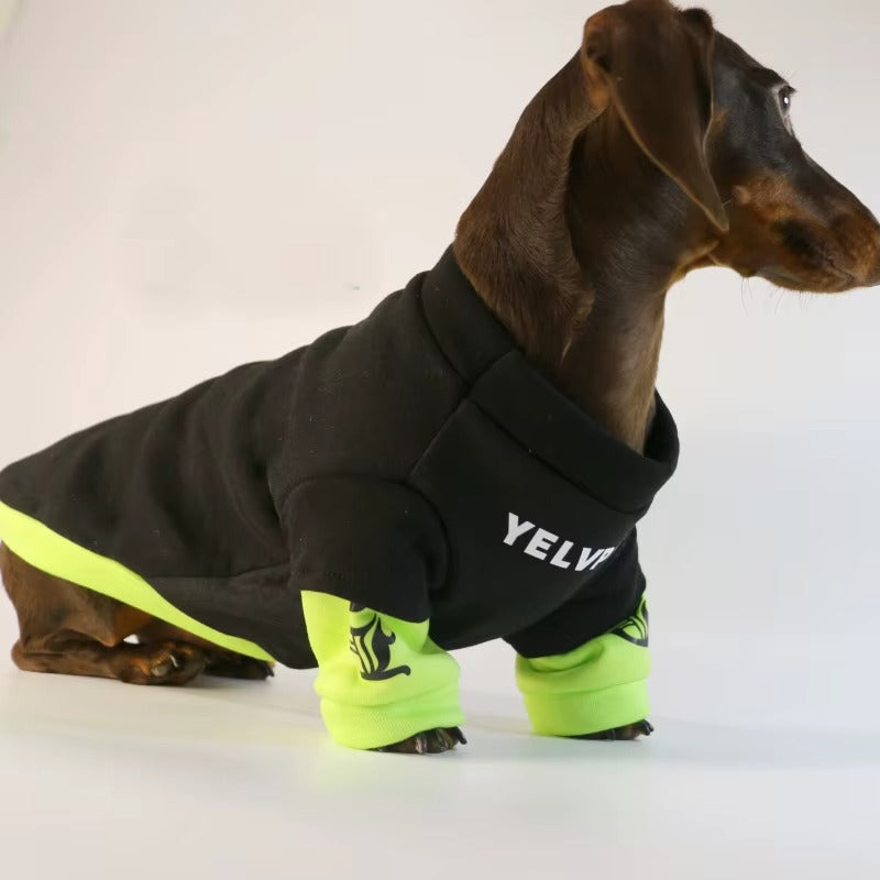 Chaqueta cálida para perro salchicha color rojo con cierre ajustable