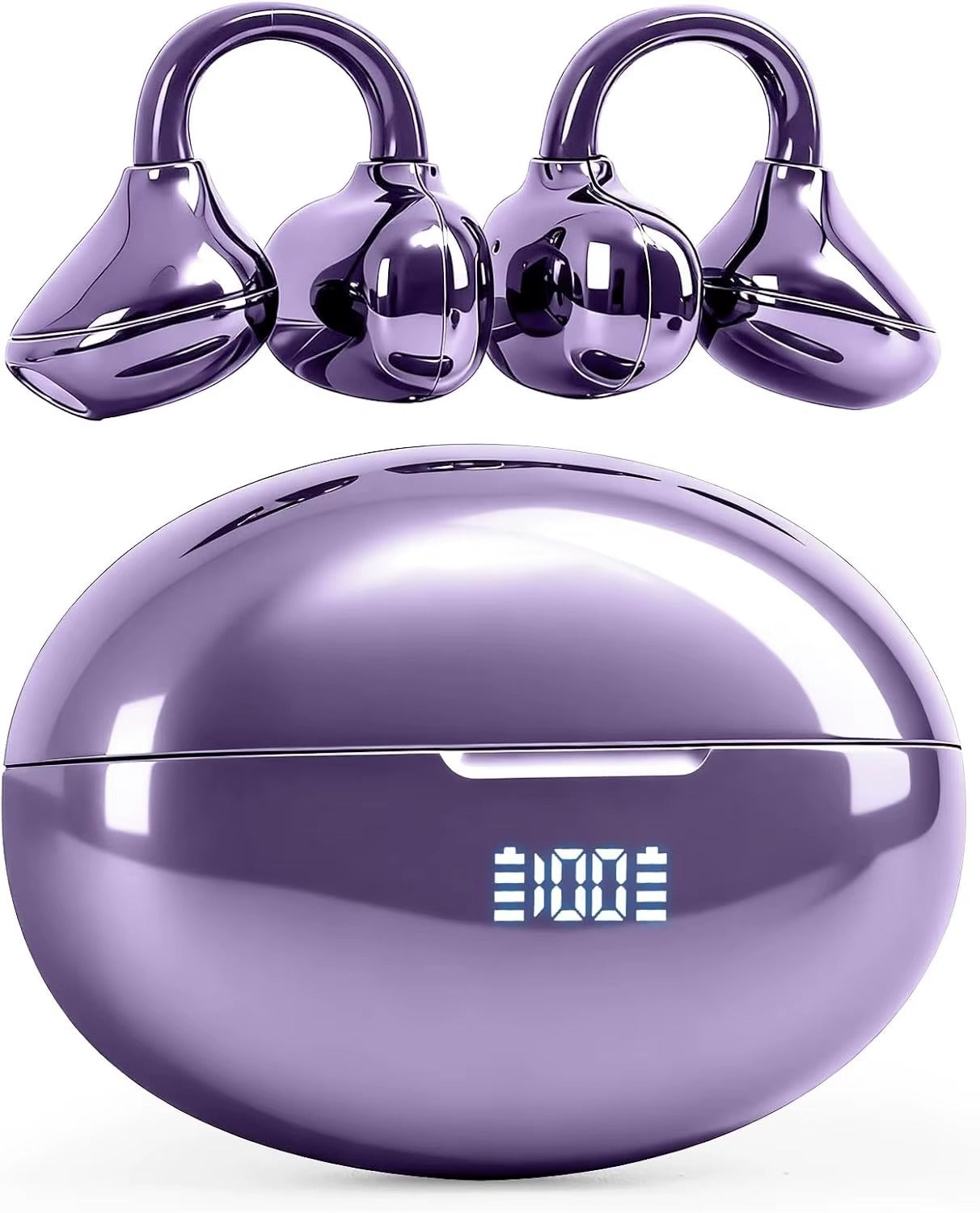 audifonos deportivos con gancho color purpura 