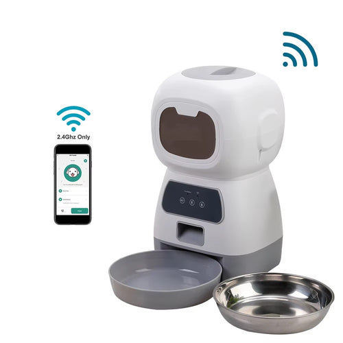 Comedero Automático para Gatos y Perros WiFi  Dispensador Inteligente 3.5L con Grabadora de Voz