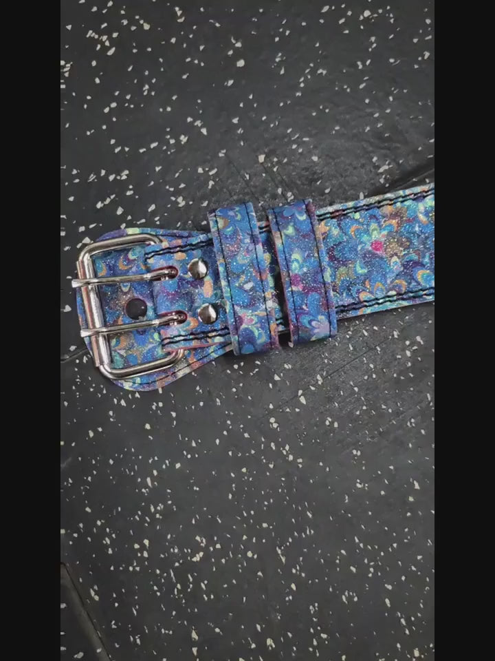 💙 Cinturón de Levantamiento Mujer - Diseño Flores Azules Brillantes con Soporte Lumbar Premium