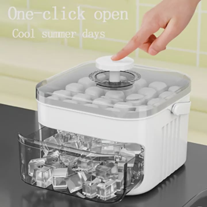 ❄️ Molde para Cubos de Hielo con Tapa y Contenedor - Doble Capa de Gran Capacidad para Refrigeradores Pequeños 🧊