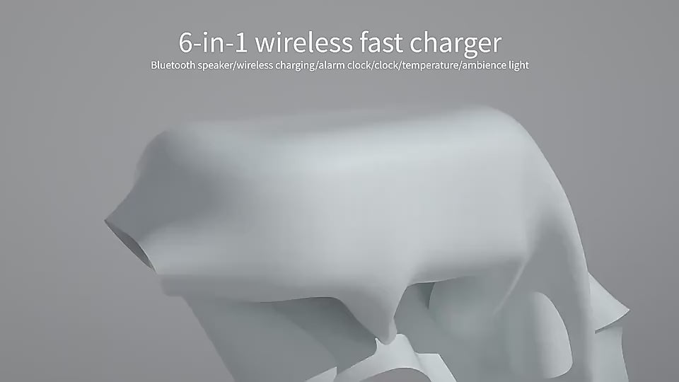 🔊 Altavoz Inteligente 6 en 1 con Bluetooth y Carga Inalámbrica | Reloj Despertador, Luz RGB y Termómetro