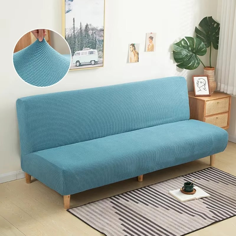 Funda elastica para sofa cama sin brazos de tela polar color solido